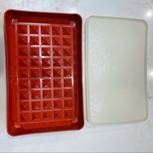 Vintage Tupperware Meat Marinator, Deli Meat Keeper, Paprika Base, White Lid.